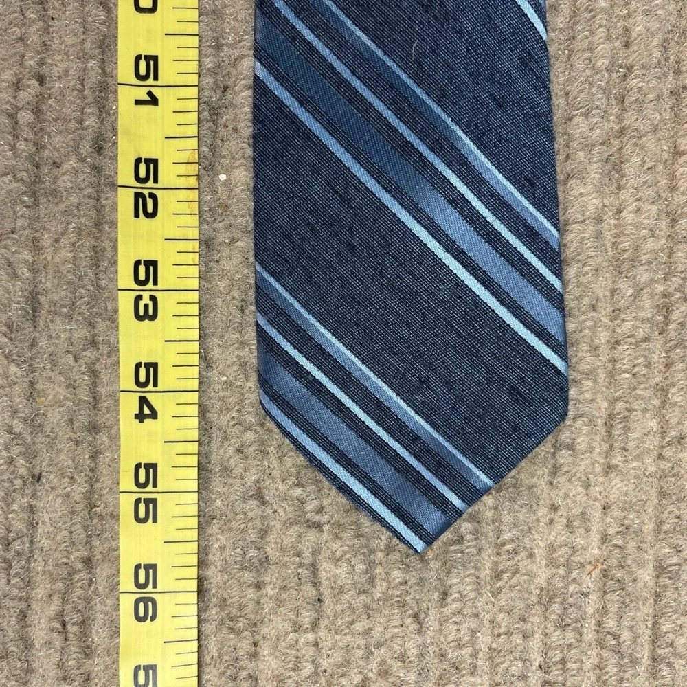 Trevira Mens Navy Blue Slate Striped Polyester Necktie Classic Formal Tie